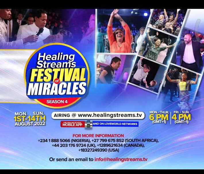 THE HEALING STREAMS FESTIVAL OF MIRACLES A harvest of testimonies Christian Daily Devotional